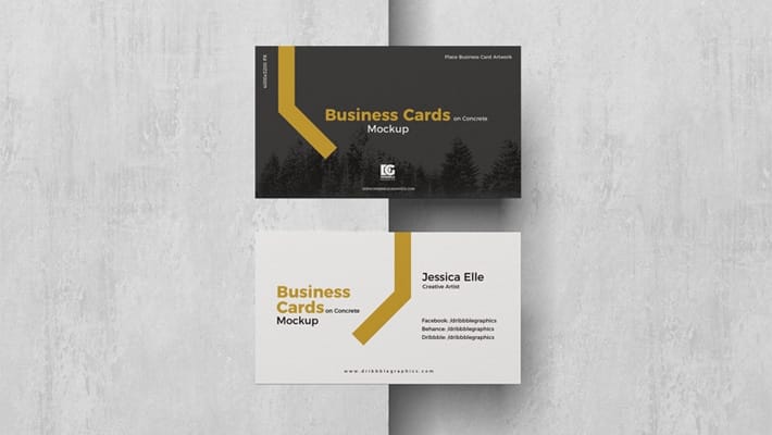 Free Business Cards on Concrete Mockup