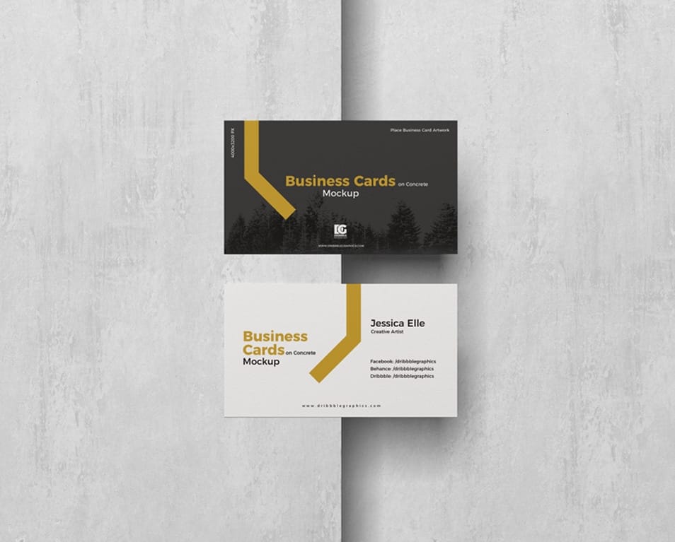 Free Business Cards on Concrete Mockup