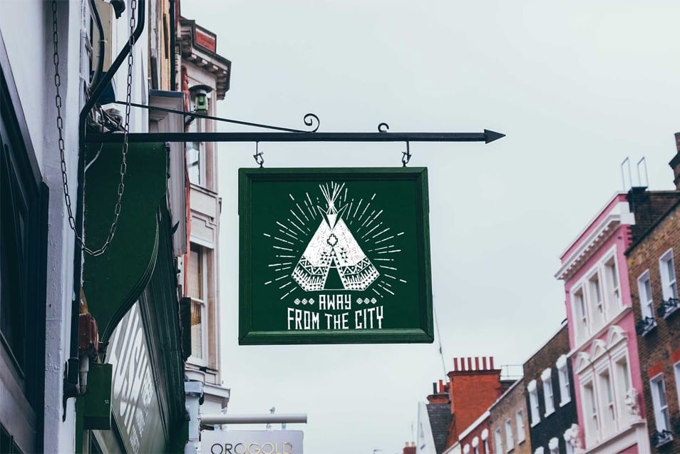 Free Download Hanging Sign Mockup Templates