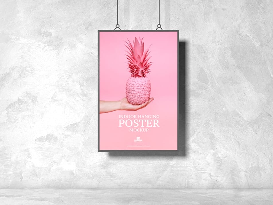 Free Indoor Hanging Poster Mockup Design