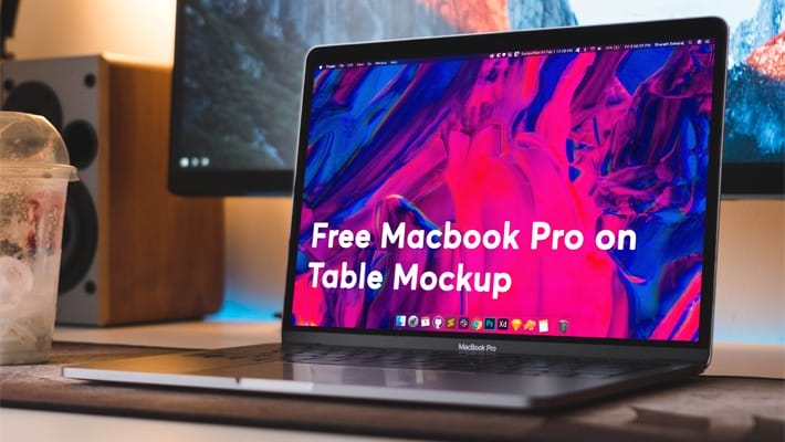 Free Macbook Pro on Table Mockup