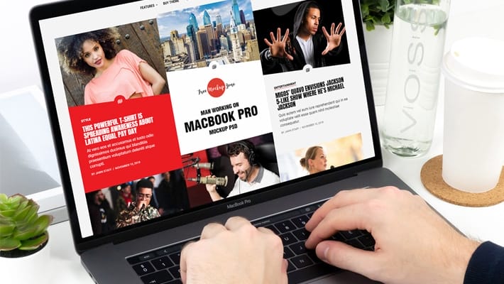 Free Man Working on MacBook Pro Mockup PSD