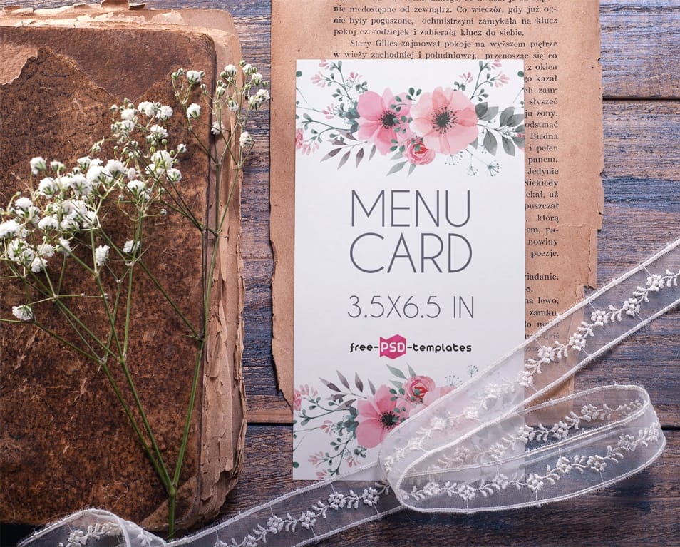 Free Menu Card Mock-up in PSD