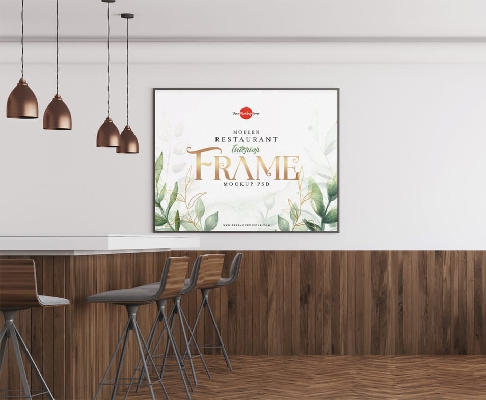 Free Modern Restaurant Interior Frame Mockup PSD