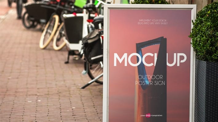 Free Outdoor Poster Sign Mock-up in PSD