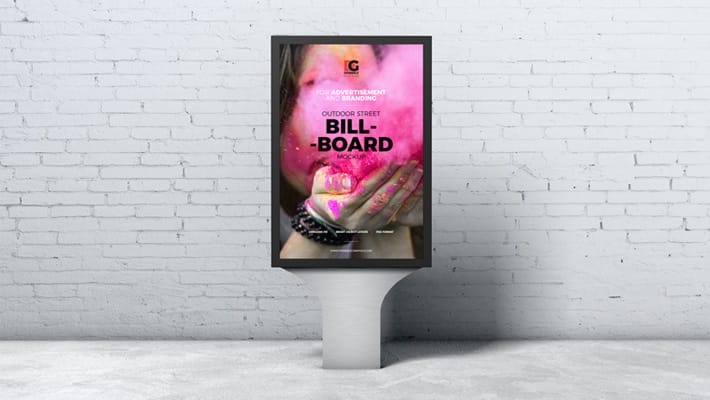 Free Outdoor Street Advertising Billboard Mockup
