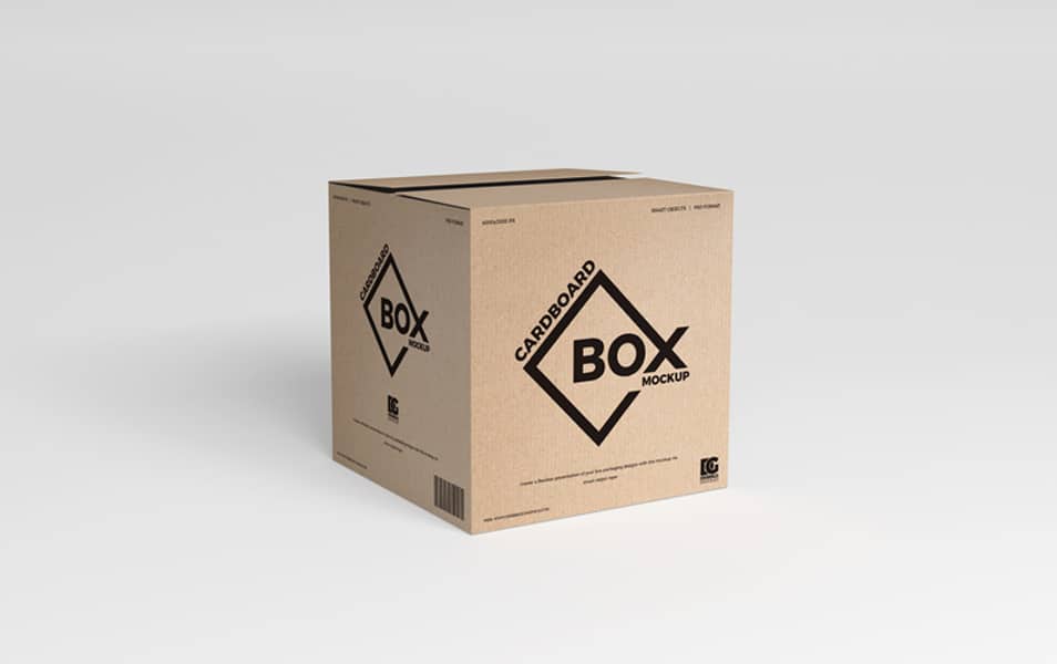 Free PSD Square Cardboard Box Mockup