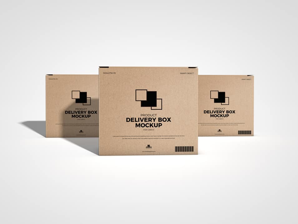 Free Product Delivery Box Mockup For Cargo