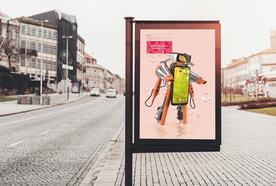 Free Roadside Advertising Banner Mockup PSD