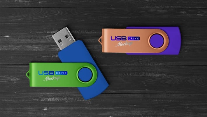 Free USB Flash / Pen Drive Memory Stick Mockup PSD
