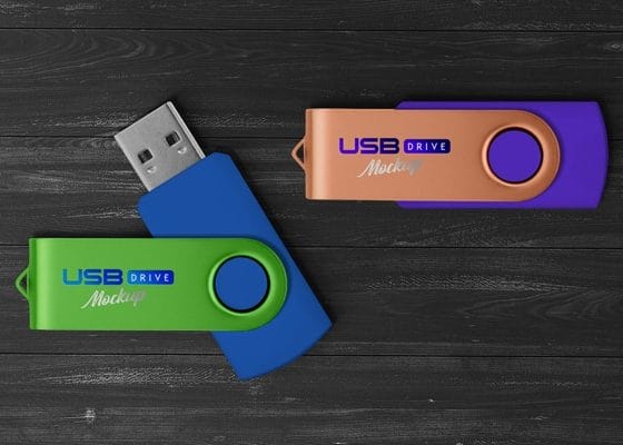Free USB Flash / Pen Drive Memory Stick Mockup PSD