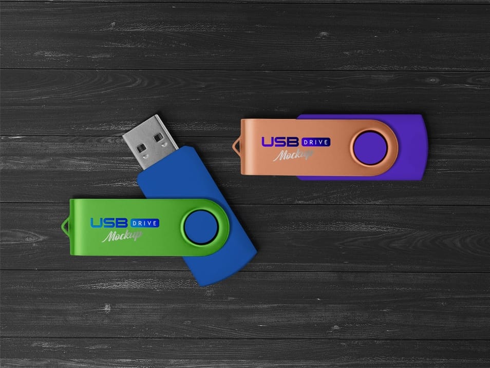 Free USB Flash / Pen Drive Memory Stick Mockup PSD