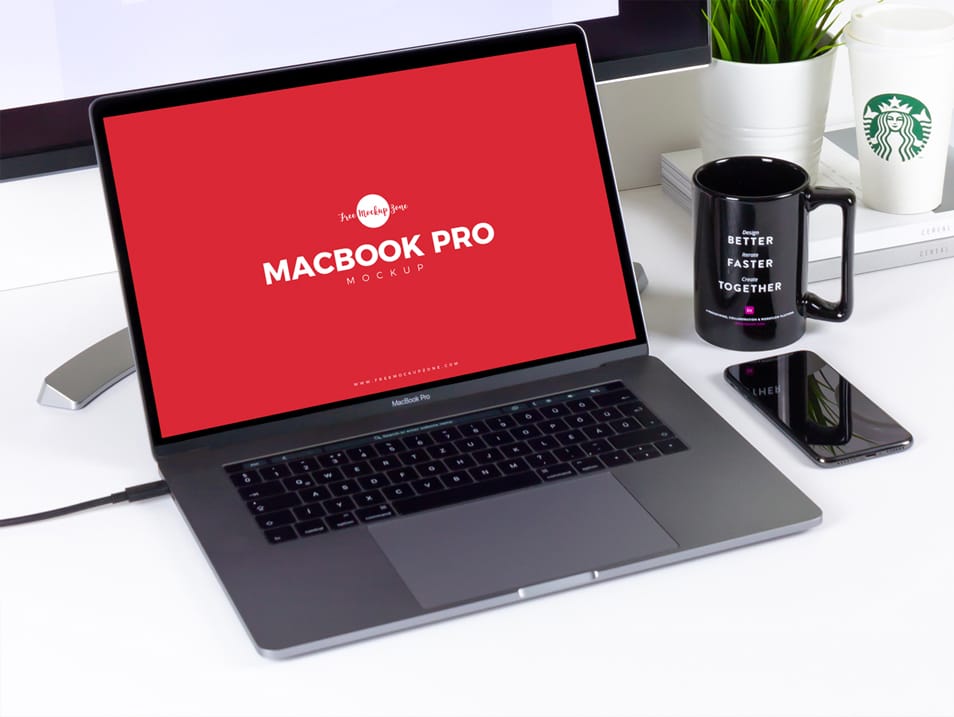 Free Workstation MacBook Pro Mockup PSD