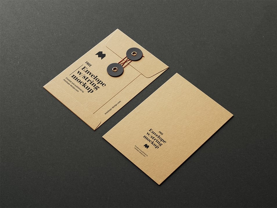 Free Envelope with String Mockup