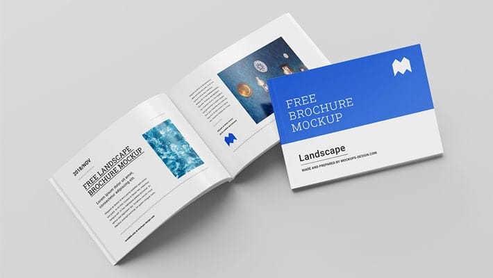 Free Perfect Binding Landscape Brochure Mockup