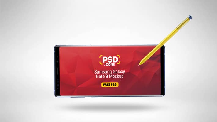 Galaxy Note 9 with S-pen Mockup PSD