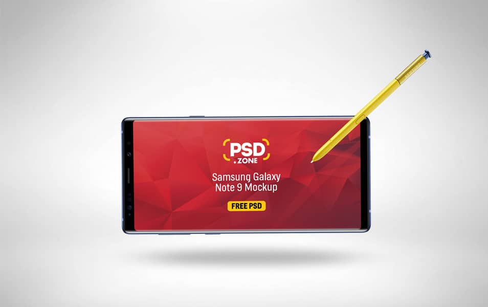 Galaxy Note 9 with S-pen Mockup PSD