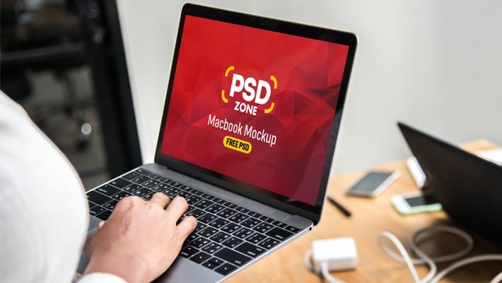 Girl Working on Macbook Pro Mockup