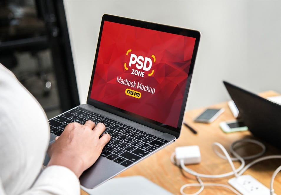 Girl Working on Macbook Pro Mockup