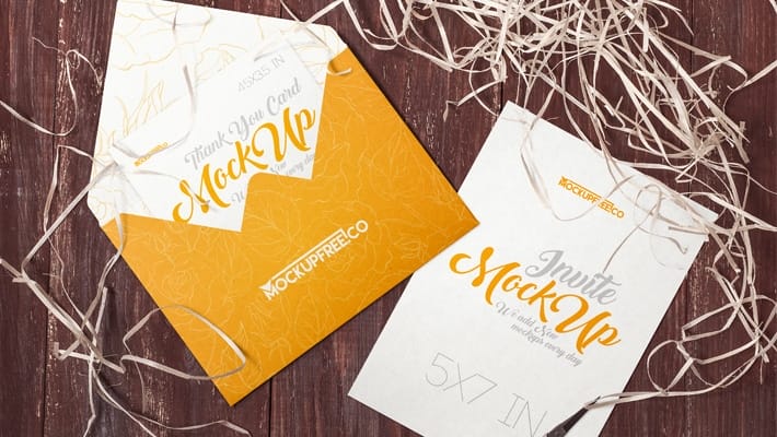 Invitation and Envelope PSD Mockups