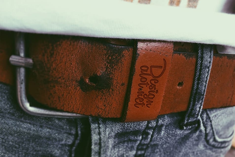 Mens Vintage Leather Belt Free Mockup