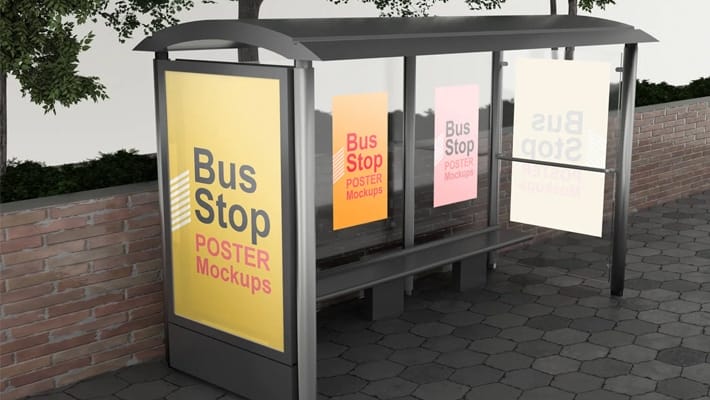 Poster on Bus Stop Mockups