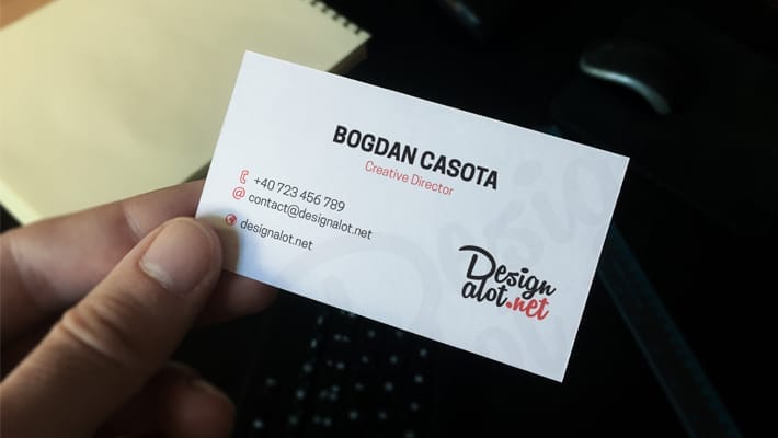 Realistic Business Card in Hand Mockup