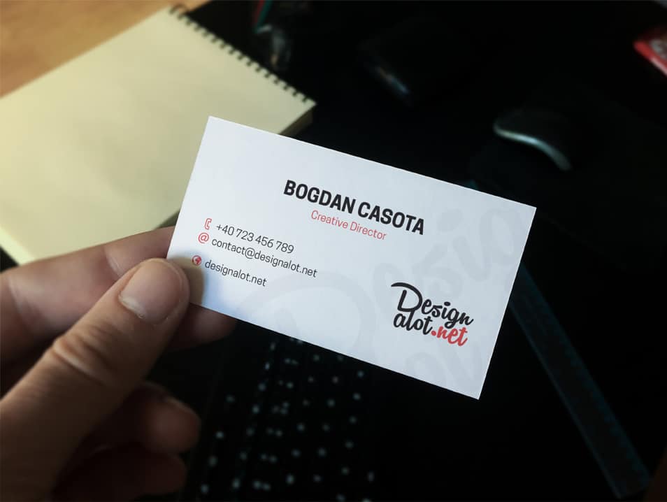 Realistic Business Card in Hand Mockup