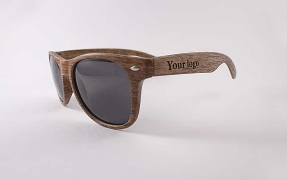 Realistic Wooden Sunglasses Mockup