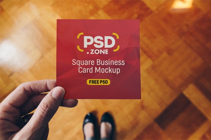 Square Business Card Mockup PSD