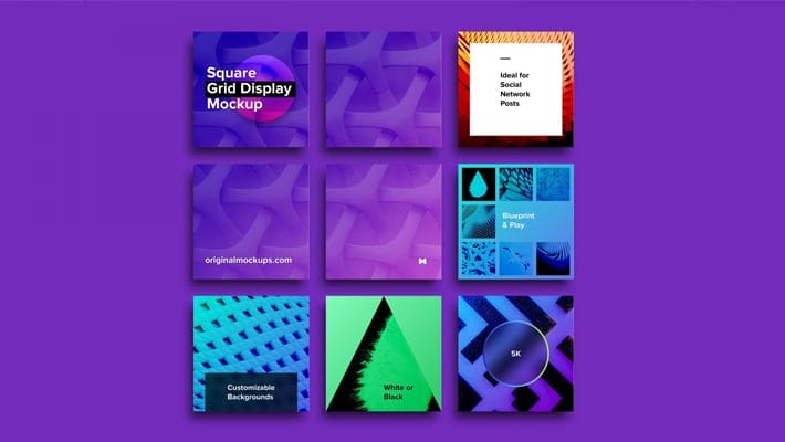 Square Grid Display Mockup