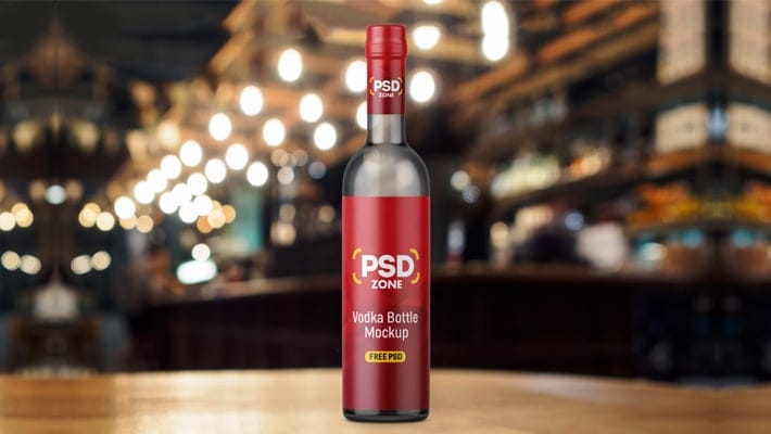 Vodka Bottle Mockup Free PSD