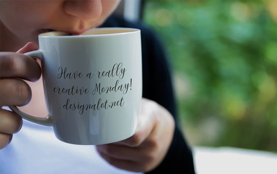 Woman Drinking from Coffee Mug Mockup