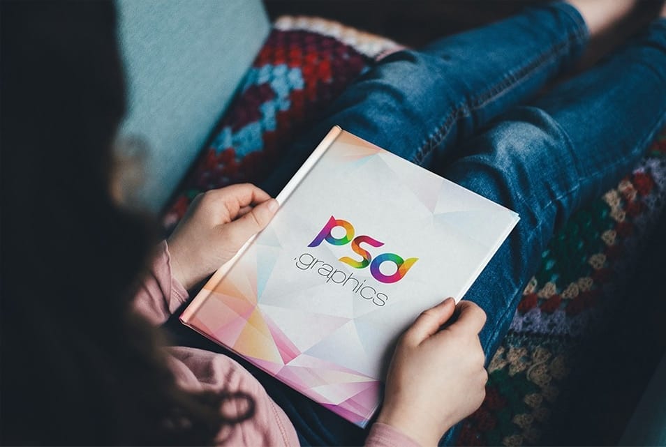 Woman Holding Hardcover Book Mockup