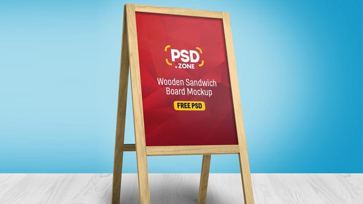 Wooden Sandwich Board Mockup PSD