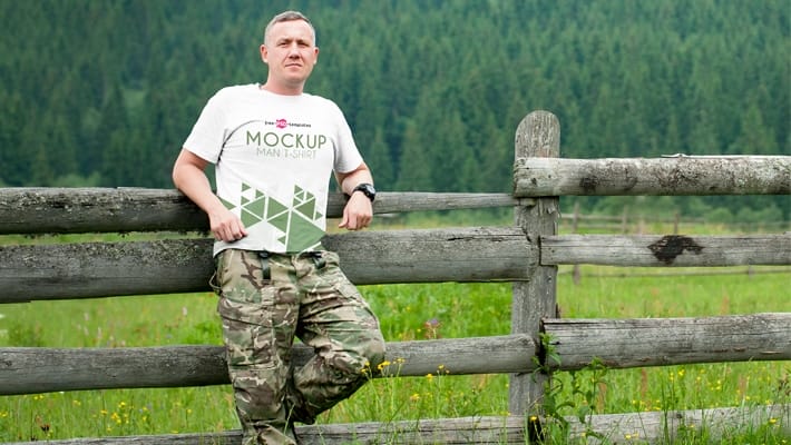 2 Free Man T-Shirt Mock-ups in PSD