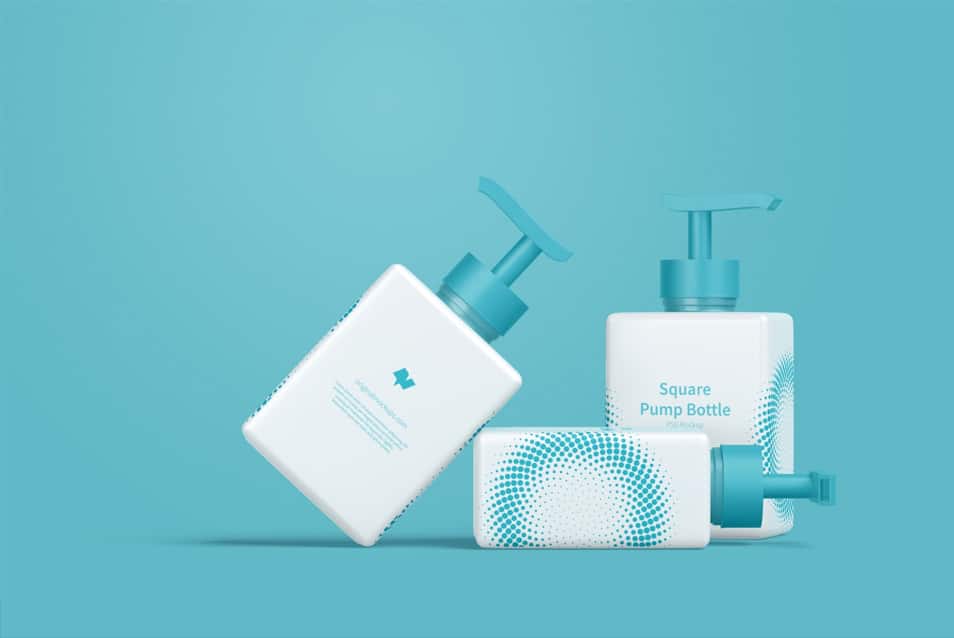 250 ml Square Pump Bottles Mockup