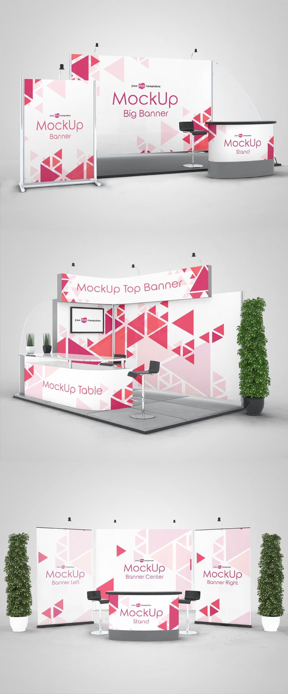 3 Free Exhibition Stand Mock-ups in PSD