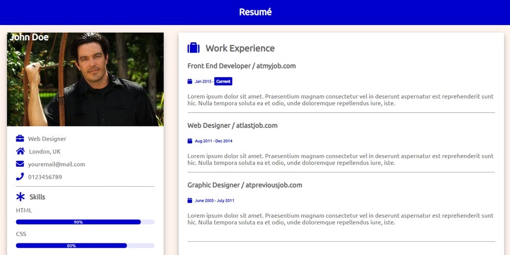 20+ Free HTML Resume Templates 2022