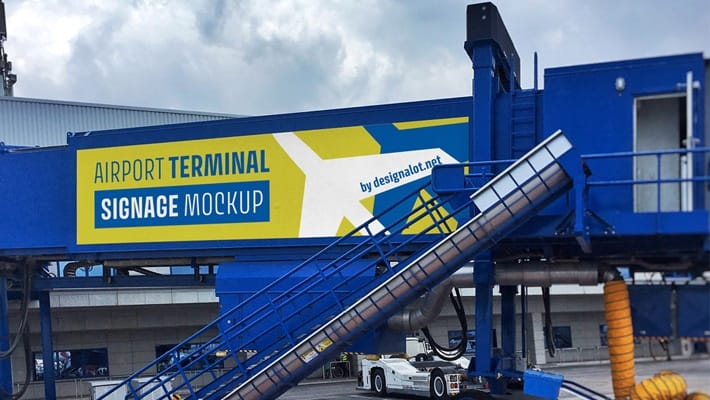 Airport Terminal Outdoor Signage Mockup