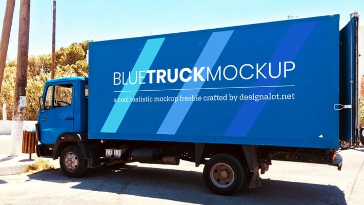 Blue Truck Realistic Mockup
