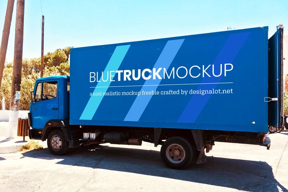 Blue Truck Realistic Mockup