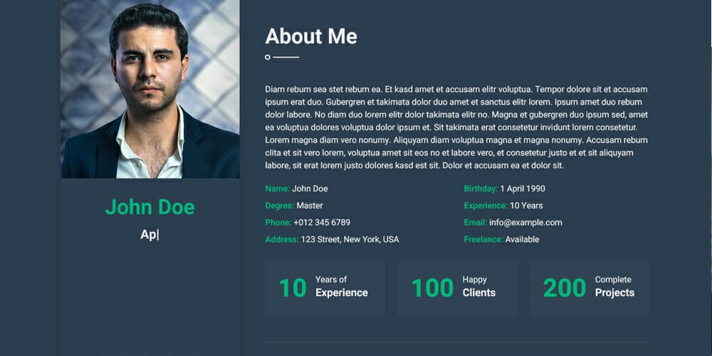 20+ Free HTML Resume Templates 2023 36 DarkCV