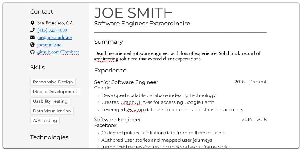 Editable Resume Template