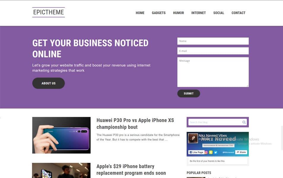 EpicTheme Responsive Blogger Template