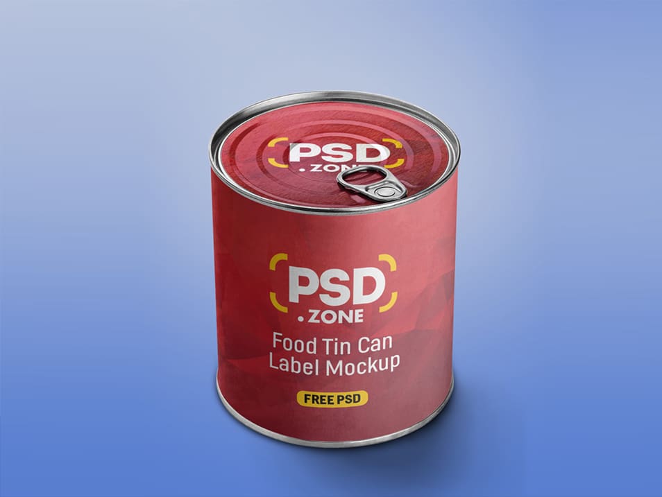 Food Tin Can Label PSD Mockup