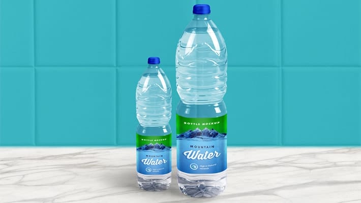 Free 1 Liter Mineral / Drinking Water Bottle Mockup PSD