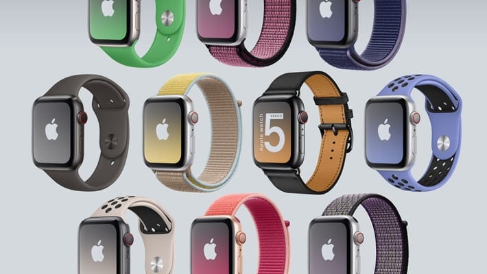 Free Apple Watch Series 5 Mockup PSD With 10 Different Bands