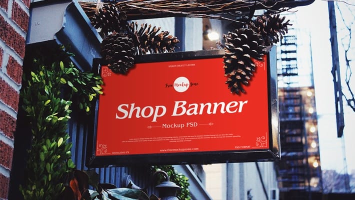 Free Brand Shop Banner Mockup PSD