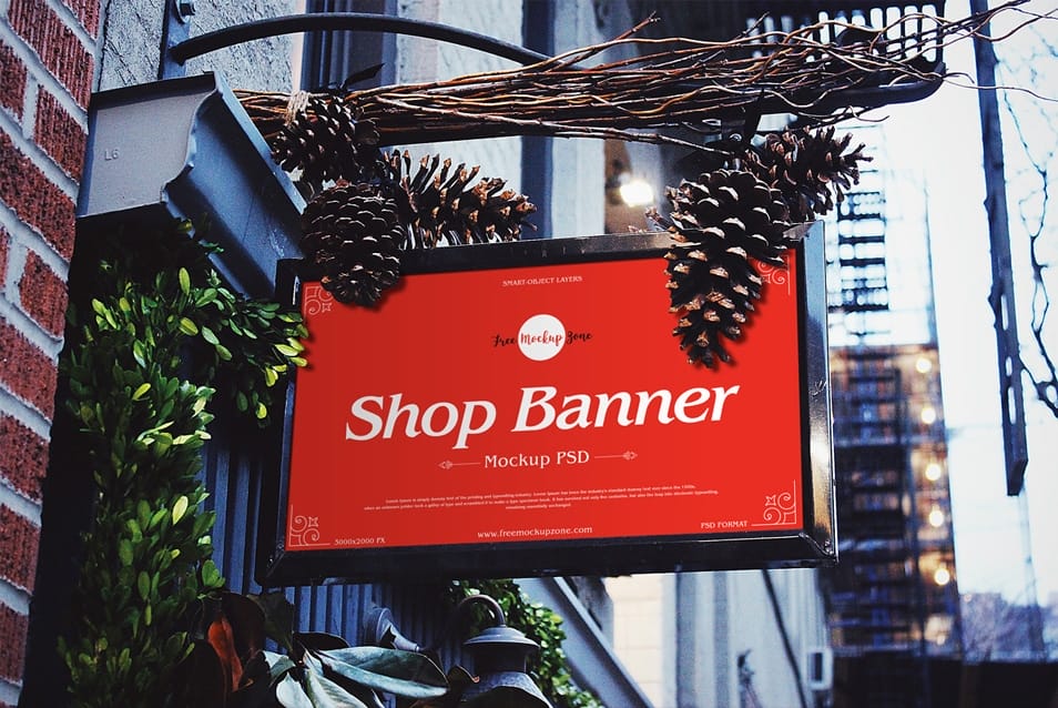 Free Brand Shop Banner Mockup PSD